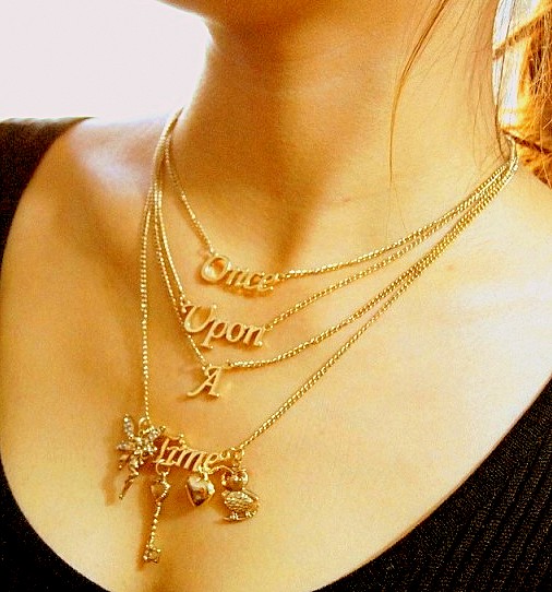 1-Piece-European-4-multilayer-Golden-color-necklace-once-upon-A-Time-letter-necklace-fashion-show